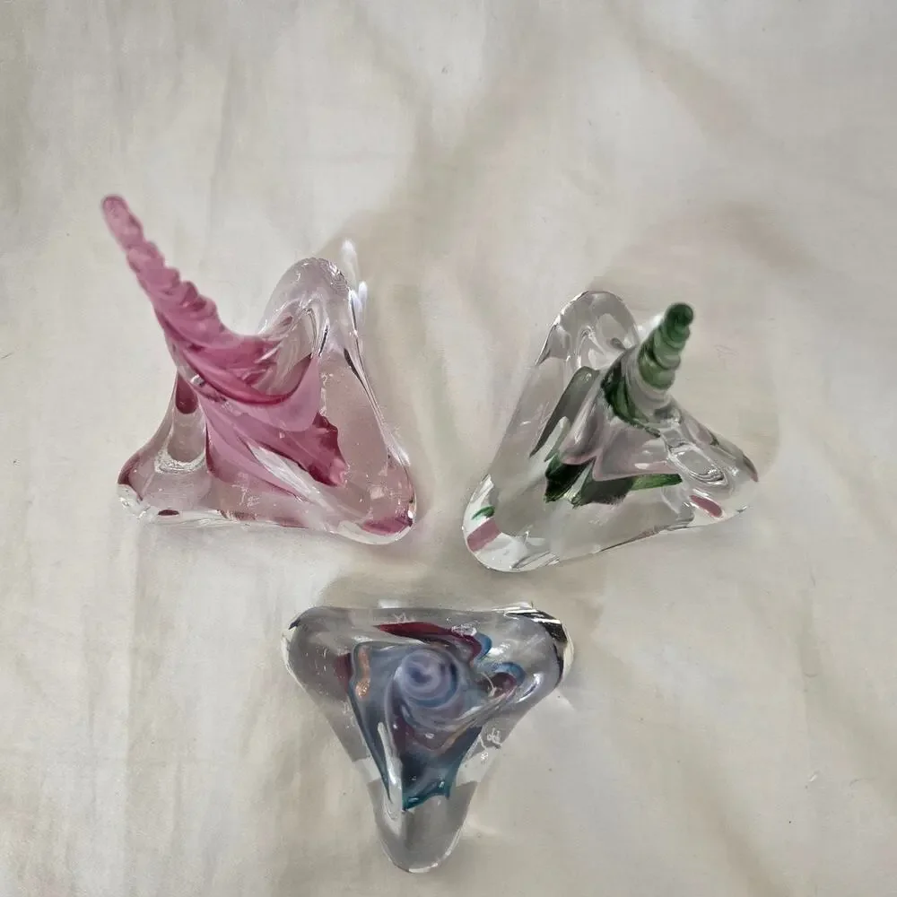 Vintage Fred Wilkerson Flame Swirl Tower Blown Studio Art Glass 1999 Set of 3
